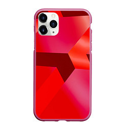 Чехол iPhone 11 Pro матовый Красная геометрия, цвет: 3D-малиновый