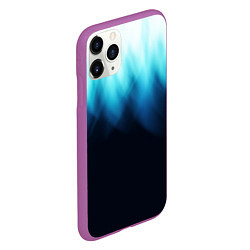 Чехол iPhone 11 Pro матовый Синее пламя огня на черном, цвет: 3D-фиолетовый — фото 2