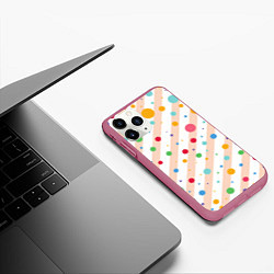 Чехол iPhone 11 Pro матовый Color circles, цвет: 3D-малиновый — фото 2