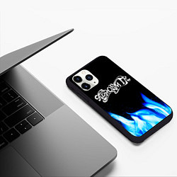 Чехол iPhone 11 Pro матовый Aerosmith blue fire, цвет: 3D-черный — фото 2