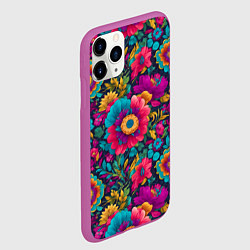 Чехол iPhone 11 Pro матовый Цветочный микс, цвет: 3D-фиолетовый — фото 2