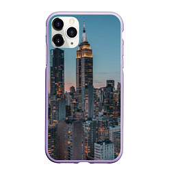 Чехол iPhone 11 Pro матовый Утренний город с небоскребами