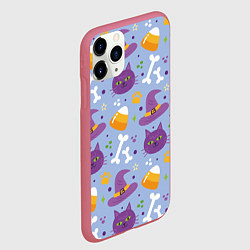 Чехол iPhone 11 Pro матовый Кошачий хэллоуин, цвет: 3D-малиновый — фото 2