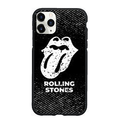 Чехол iPhone 11 Pro матовый Rolling Stones с потертостями на темном фоне