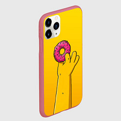 Чехол iPhone 11 Pro матовый Гомер и пончик, цвет: 3D-малиновый — фото 2