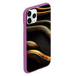 Чехол iPhone 11 Pro матовый Золотистые волны абстракция, цвет: 3D-фиолетовый — фото 2