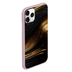 Чехол iPhone 11 Pro матовый Black gold waves, цвет: 3D-розовый — фото 2