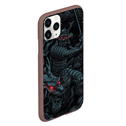 Чехол iPhone 11 Pro матовый Samurai and dragon, цвет: 3D-коричневый — фото 2