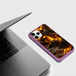 Чехол iPhone 11 Pro матовый Золотистая текстура, цвет: 3D-фиолетовый — фото 2