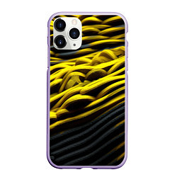 Чехол iPhone 11 Pro матовый Золотые волны, цвет: 3D-светло-сиреневый