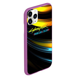 Чехол iPhone 11 Pro матовый Cyberpunk 2077 phantom liberty black gold, цвет: 3D-фиолетовый — фото 2