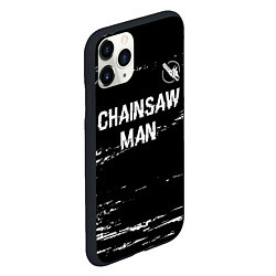 Чехол iPhone 11 Pro матовый Chainsaw Man glitch на темном фоне: символ сверху, цвет: 3D-черный — фото 2