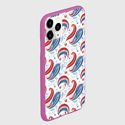 Чехол iPhone 11 Pro матовый Русские узоры паттерн, цвет: 3D-фиолетовый — фото 2