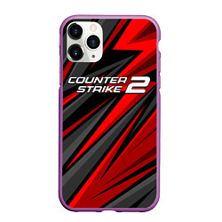 Чехол iPhone 11 Pro матовый Counter strike 2 - красный спортивный, цвет: 3D-фиолетовый