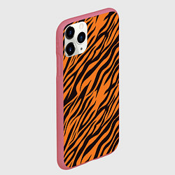 Чехол iPhone 11 Pro матовый Полоски тигра - tiger, цвет: 3D-малиновый — фото 2