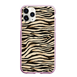 Чехол iPhone 11 Pro матовый Шкура зебры и белого тигра, цвет: 3D-розовый