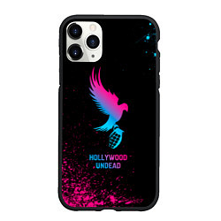 Чехол iPhone 11 Pro матовый Hollywood Undead - neon gradient
