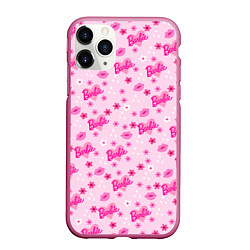 Чехол iPhone 11 Pro матовый Барби, сердечки и цветочки
