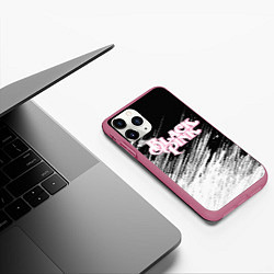 Чехол iPhone 11 Pro матовый Blackpink - черно-белый, цвет: 3D-малиновый — фото 2