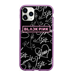 Чехол iPhone 11 Pro матовый Blackpink - автографы, цвет: 3D-фиолетовый