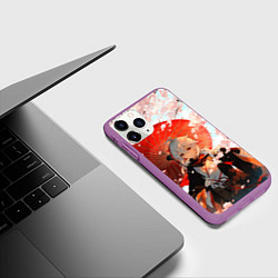 Чехол iPhone 11 Pro матовый Казуха с зонтиком - Геншин Импакт, цвет: 3D-фиолетовый — фото 2