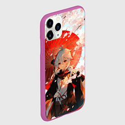 Чехол iPhone 11 Pro матовый Казуха с зонтиком - Геншин Импакт, цвет: 3D-фиолетовый — фото 2