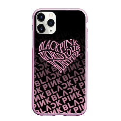 Чехол iPhone 11 Pro матовый Блэкпинк - сердце, цвет: 3D-розовый