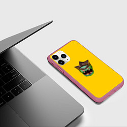 Чехол iPhone 11 Pro матовый Two Guys & Zombies 3D - Паттерн голова зомби, цвет: 3D-малиновый — фото 2