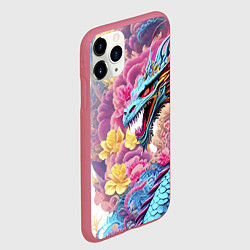 Чехол iPhone 11 Pro матовый Свирепый дракон - татуировка - ирезуми - Япония, цвет: 3D-малиновый — фото 2