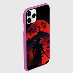 Чехол iPhone 11 Pro матовый Самурай, деревня и луна - мрачный, цвет: 3D-фиолетовый — фото 2
