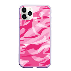 Чехол iPhone 11 Pro матовый Камуфляж в розовом, цвет: 3D-светло-сиреневый