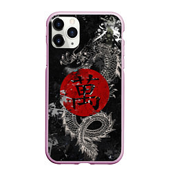 Чехол iPhone 11 Pro матовый Dragon - black grunge, цвет: 3D-розовый