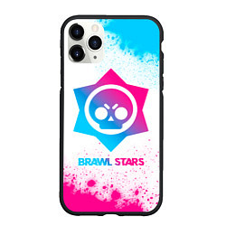 Чехол iPhone 11 Pro матовый Brawl Stars neon gradient style