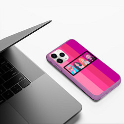 Чехол iPhone 11 Pro матовый Группа Black pink на фоне оттенков розового, цвет: 3D-фиолетовый — фото 2