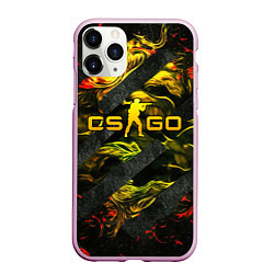 Чехол iPhone 11 Pro матовый CSGO fire and green, цвет: 3D-розовый