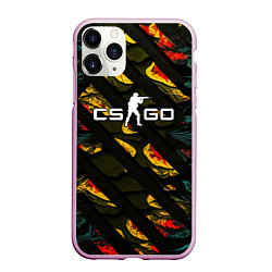 Чехол iPhone 11 Pro матовый CSGO white logo, цвет: 3D-розовый