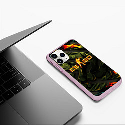 Чехол iPhone 11 Pro матовый CS GO green texture, цвет: 3D-розовый — фото 2