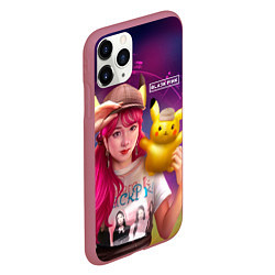 Чехол iPhone 11 Pro матовый Jisoo and Pikachu, цвет: 3D-малиновый — фото 2