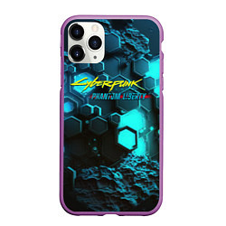 Чехол iPhone 11 Pro матовый Cyberpunk 2077 phantom liberty blue abstract, цвет: 3D-фиолетовый