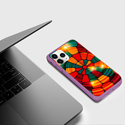 Чехол iPhone 11 Pro матовый Круговая мозаика, цвет: 3D-фиолетовый — фото 2