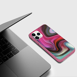 Чехол iPhone 11 Pro матовый Pink wave, цвет: 3D-малиновый — фото 2