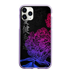 Чехол iPhone 11 Pro матовый Neon flowers - japanese art