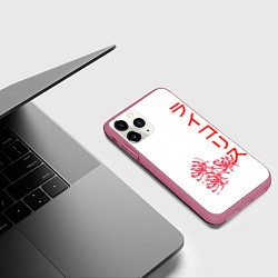 Чехол iPhone 11 Pro матовый Ликорис, иероглифы красные, цвет: 3D-малиновый — фото 2