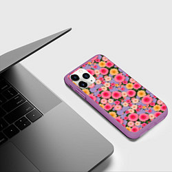 Чехол iPhone 11 Pro матовый Узор цветами, цвет: 3D-фиолетовый — фото 2
