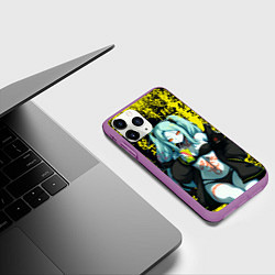 Чехол iPhone 11 Pro матовый Ребекка в куртке самурая - Киберпанк, цвет: 3D-фиолетовый — фото 2