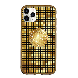 Чехол iPhone 11 Pro матовый Золотой диско шар и золотая мозаика