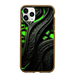 Чехол iPhone 11 Pro матовый Green black abstract, цвет: 3D-коричневый