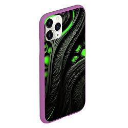 Чехол iPhone 11 Pro матовый Green black abstract, цвет: 3D-фиолетовый — фото 2