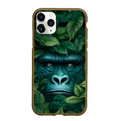 Чехол iPhone 11 Pro матовый Горилла в кустах джунгли