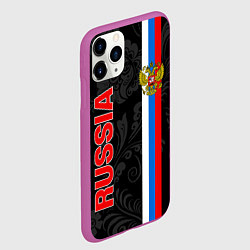 Чехол iPhone 11 Pro матовый Russia black style, цвет: 3D-фиолетовый — фото 2